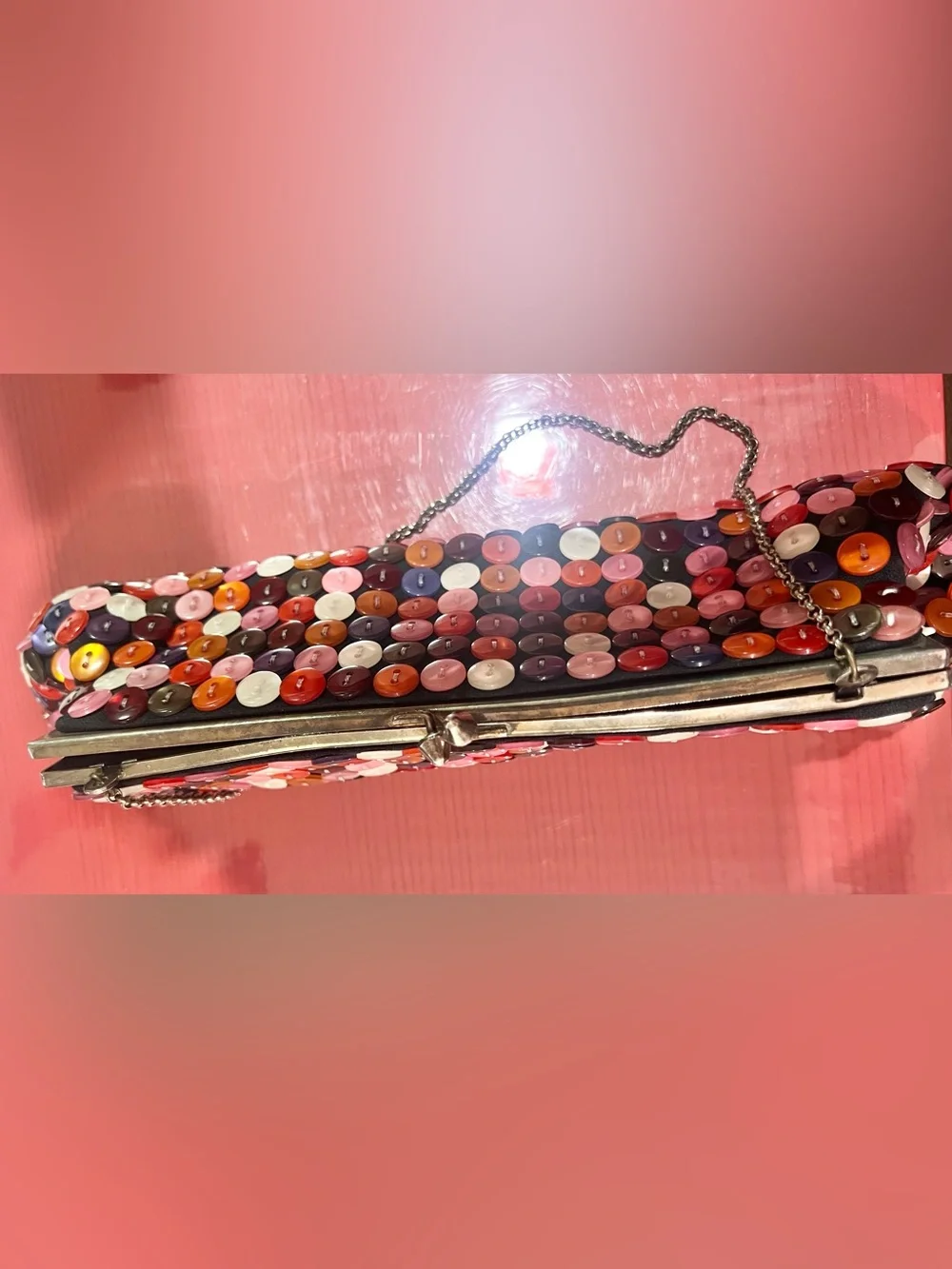 VTG Multicolor Button-Embellished Chain Shoulder Bag